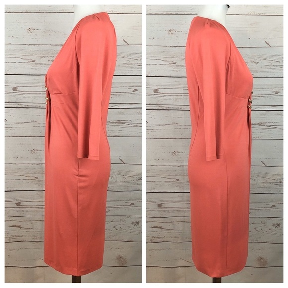 Roberto Cavalli Pink Coral Gold Sheath Dress - Picture 3 of 8